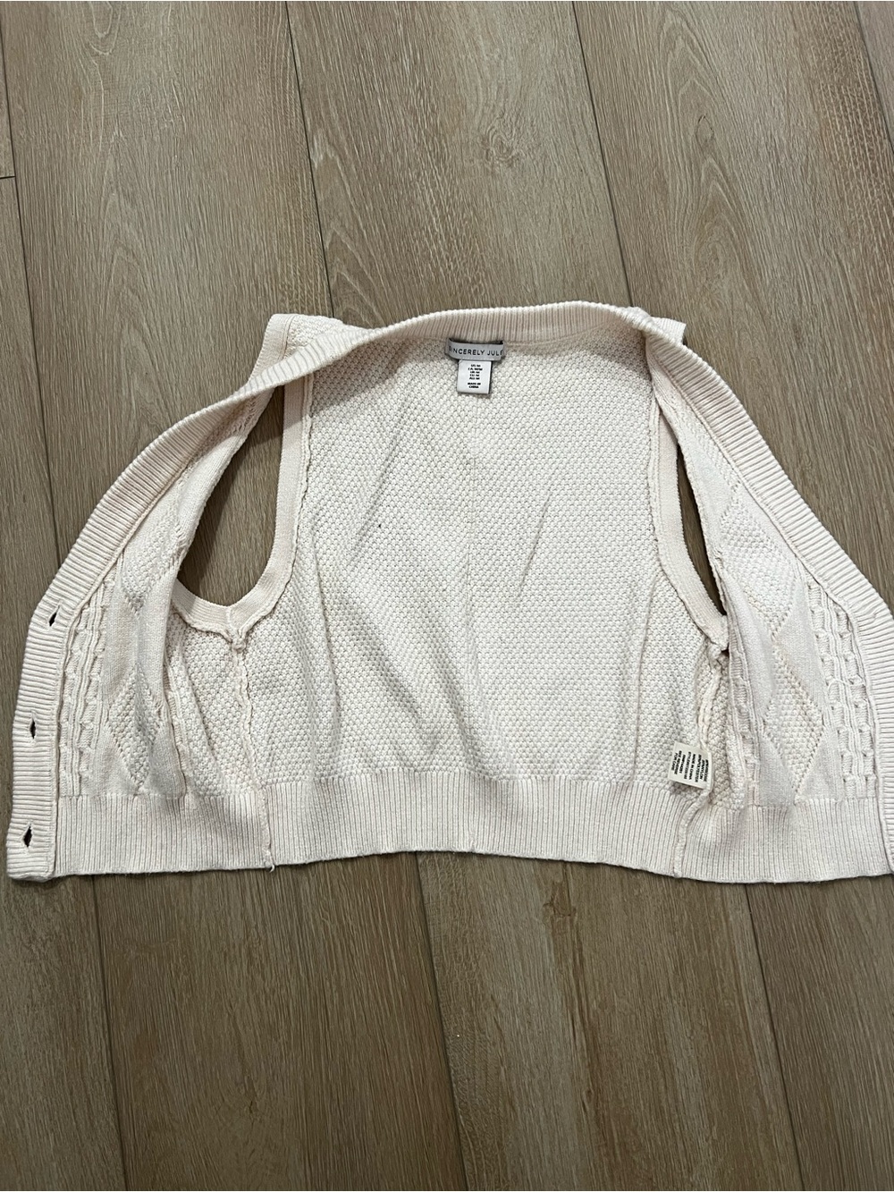 Sincerly Jules Cream Cable Knit Button-Front Sweater Vest - Picture 5 of 8